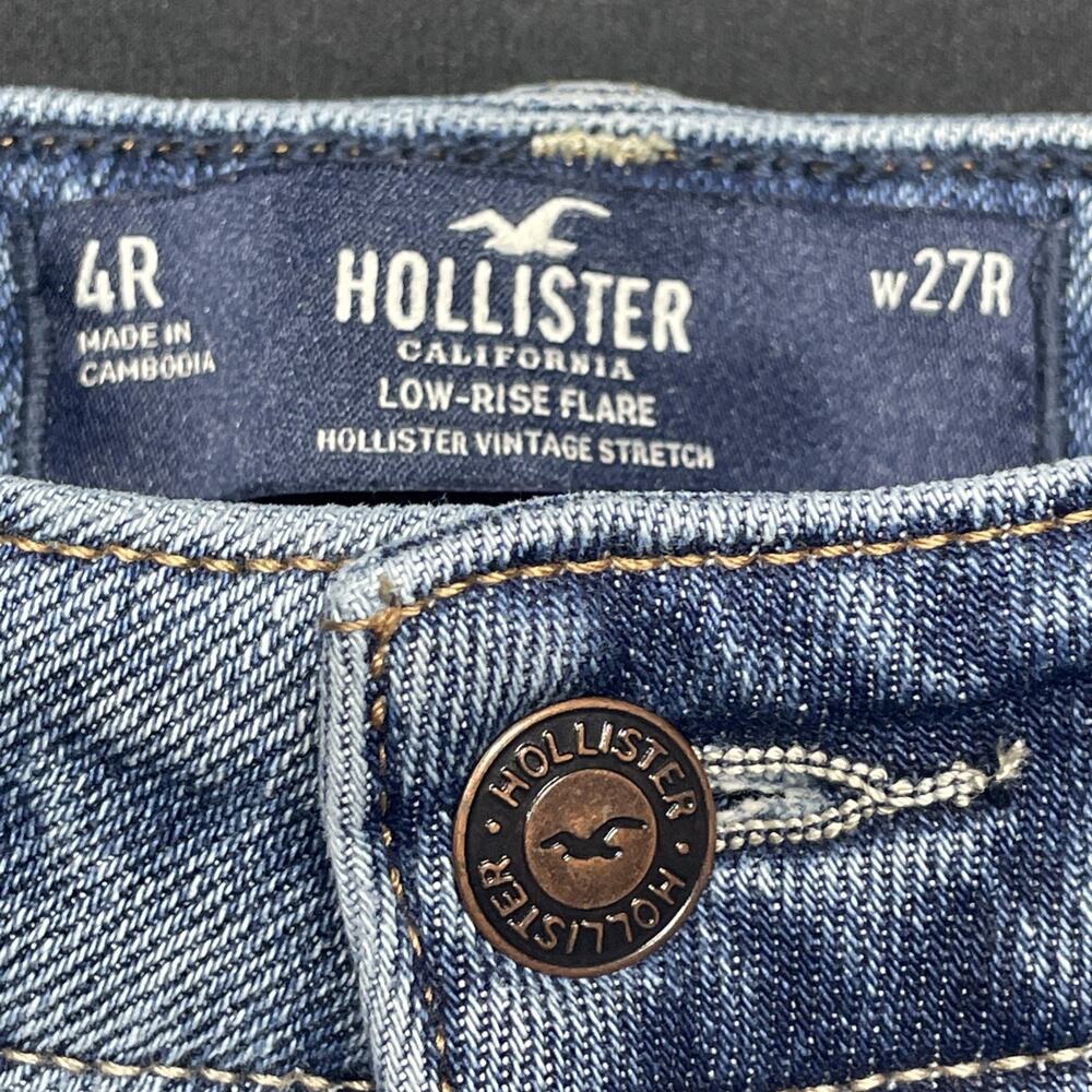 Y2K Hollister Women W27R/4R Low Rise Flare Jeans Cali Flare So Cal Stretch Denim - Picture 7 of 13